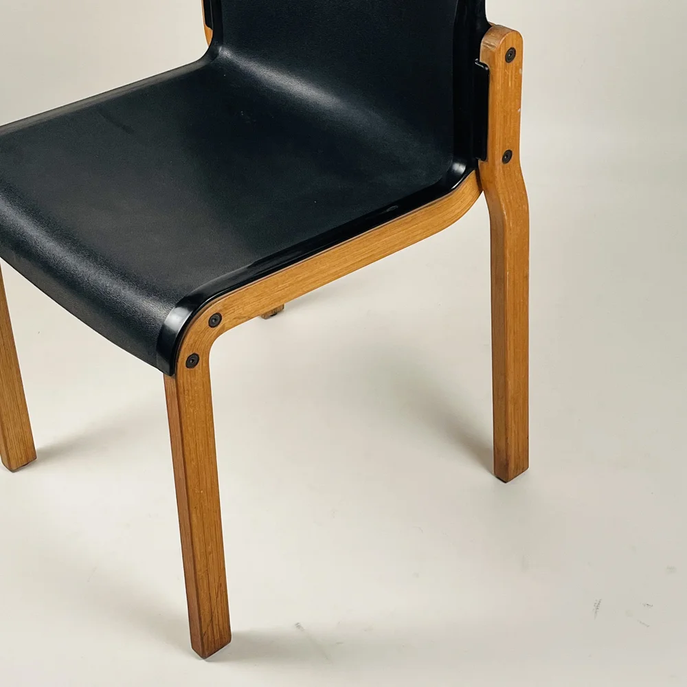 Set of 6 Birch Bentwood Stacking Chairs by Thonet, Made in